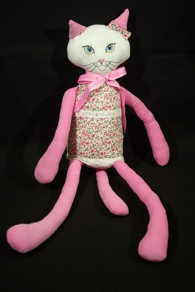 611-Doudou chat coloris rose Htr 62 cm