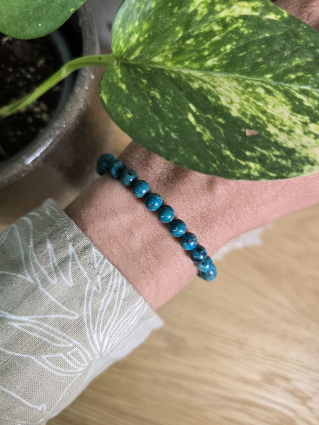 Chrysocolle d&#039;Arizona - Bracelet avec perles de 7 mm