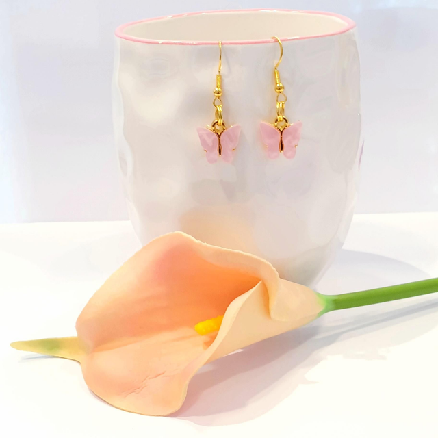 Pink Butterfly Earrings 