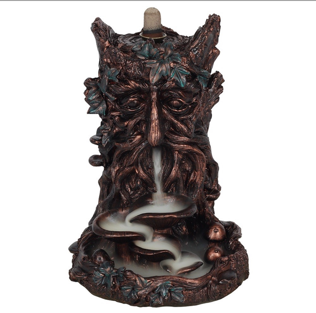 Green man back flow incense burner