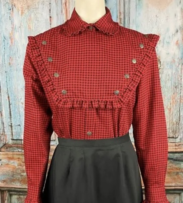 Amarillo red check blouse