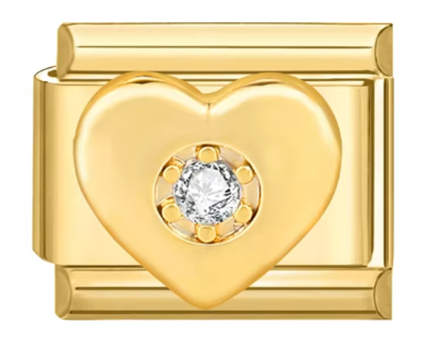 Charm corazón con circón dorado