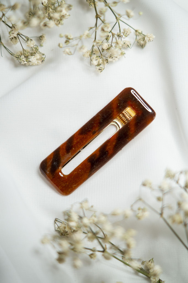 Coloris écaille de tortue - Barrette rectangle 