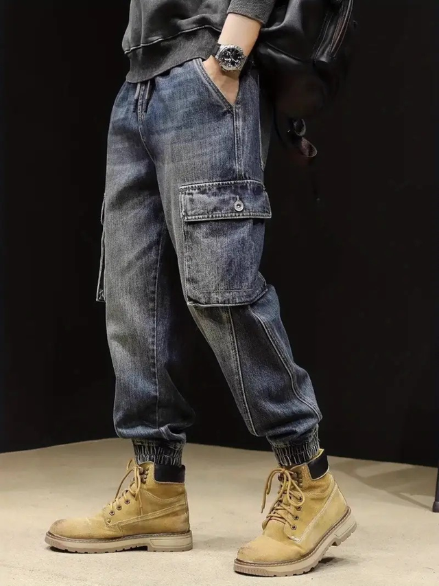 Men's Casual Loose Fit Cargo Pants with Multiple Pockets
