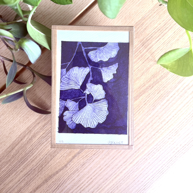 Gingko bleu concentré - petit cadre 10x15