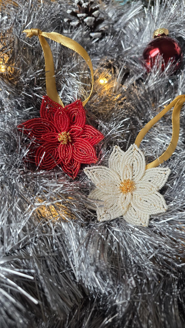 Suspension Poinsettia - White Christmas