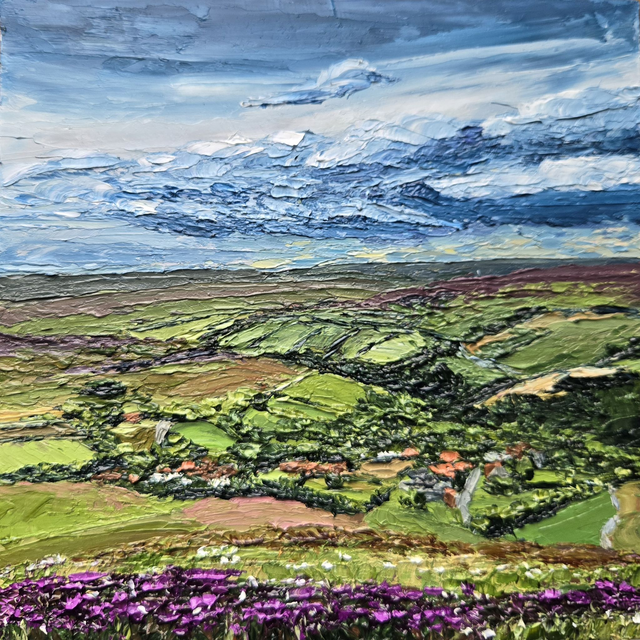 Goathland, original oil painting on 6x6&quot; wooden canvas. 