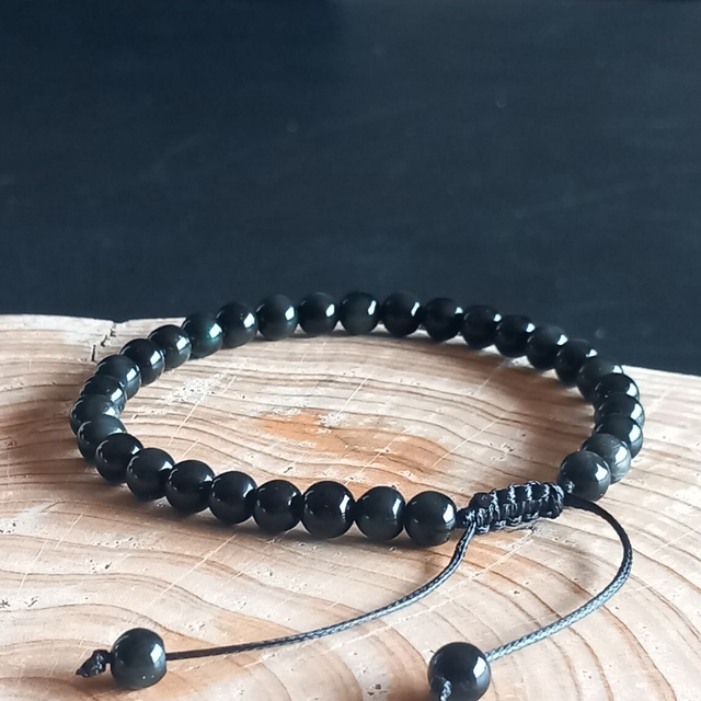 Bracelet ajustable en Obsidienne oeil céleste (Obsidienne arc en ciel)