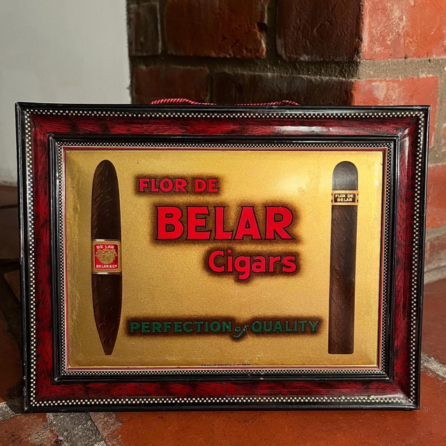FLOR DE BELAR Cigars Advertising Tin Show Sign 