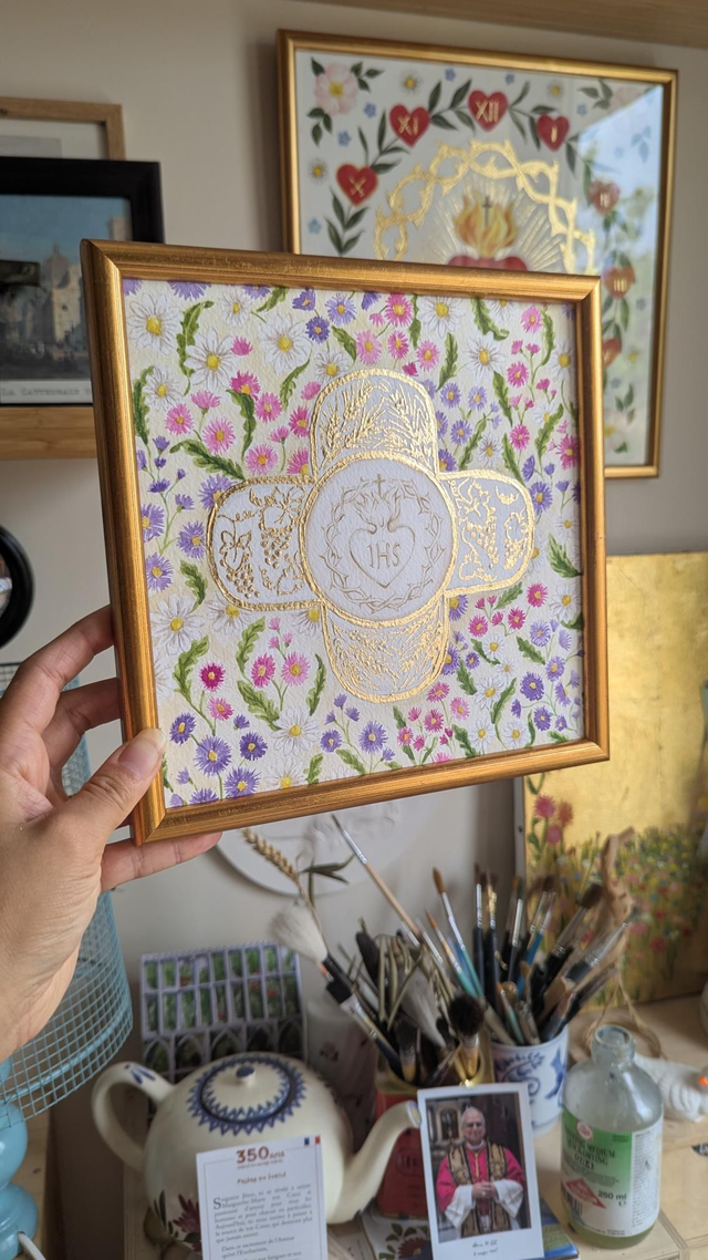 Aquarelle Saint Sacrement et aster 