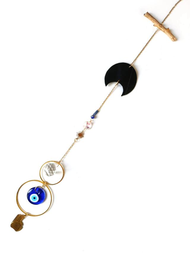 Attrape Soleil d'intérieur Upcyclé, double prismes - PROTECTION - Chambre à Air Valorisée & Perles Recyclées - Pièce Unique (1)