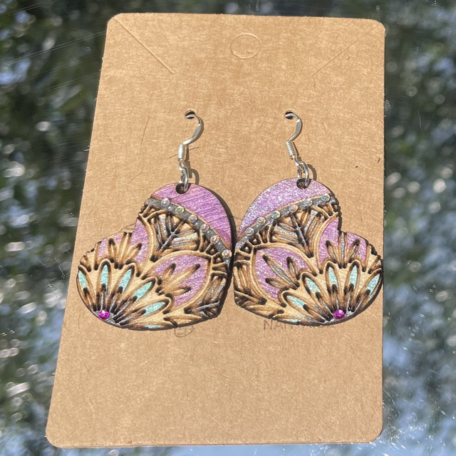 Boucles d oreilles coeur violet 