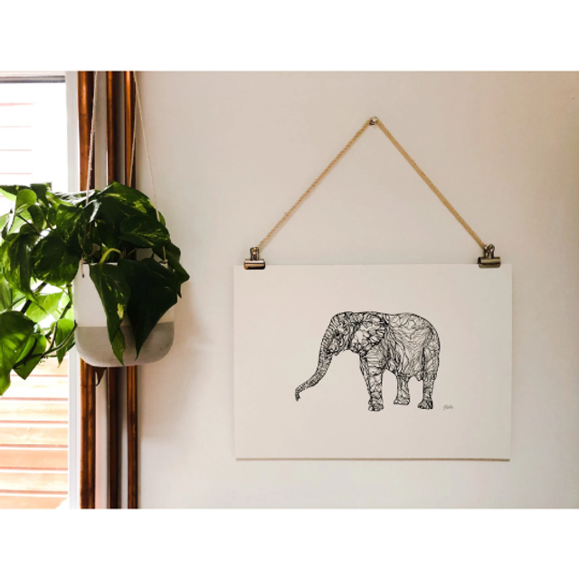 B&W A3 print - elephant