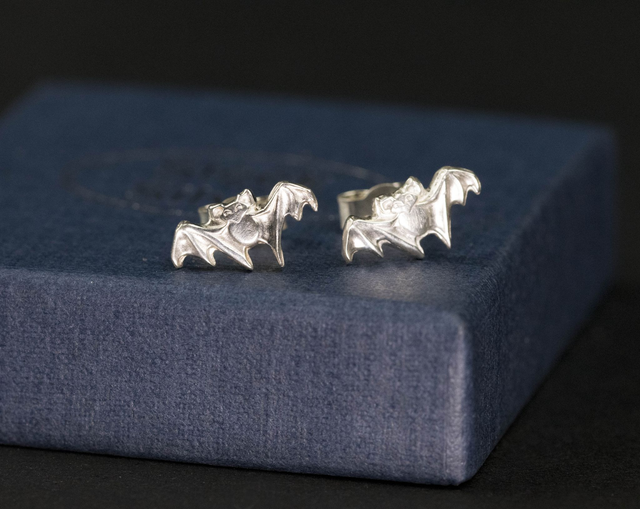 Silver Batty Ear Studs