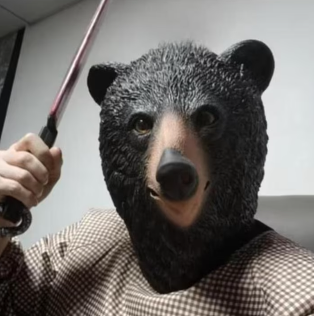 Horror full face latex masker Zwarte Beer Nieuw.