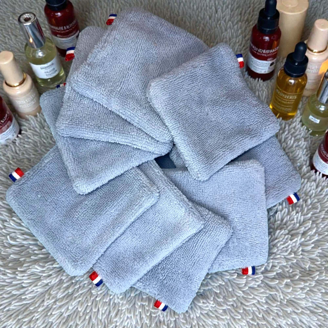 10 Lingettes démaquillantes Lavables - Double bambou- Bleu ciel