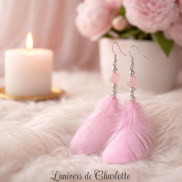 Boucles d'oreilles "Quartz rose" BO-012