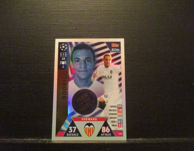 RODRIGO - UEFA Champions League Match Attax 2018/19 Original Trading Card #400