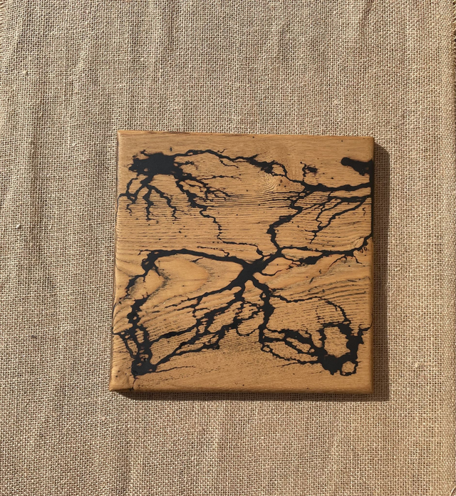 Dessous de plats en châtaigner "electrique" noir #1 