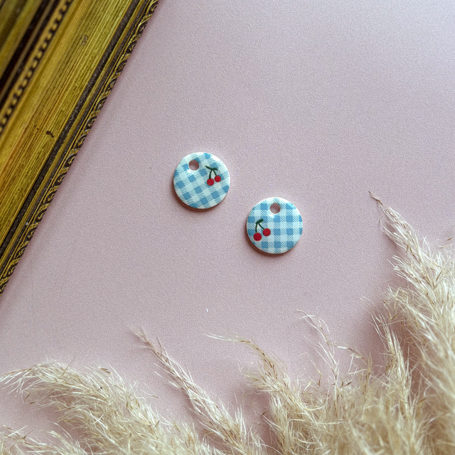 Rond - vichy bleu & cerises