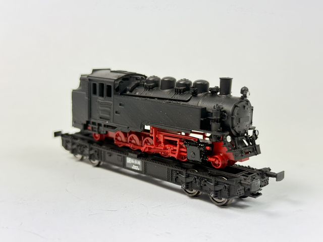 Schmalspurtransport Wagen mit Lok 99 77 Sächsische Schmalspurlok