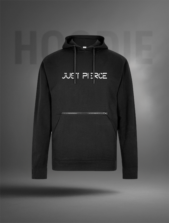 Just Pierce White Logo Hoodie