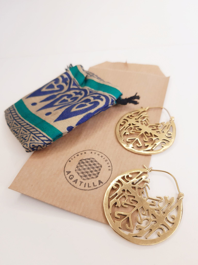 MAYAS TRIBAL BOUCLES CRÉOLES DORÉES FESTIVAL GOTHIQUE FUSION