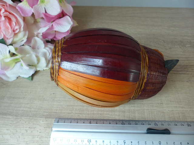 Boîte Hibou en Osier Tressé Fait Main – Pot de Rangement Vintage Années 70 avec Couvercle – Décoration Chambre ou Salle de Bain Originale