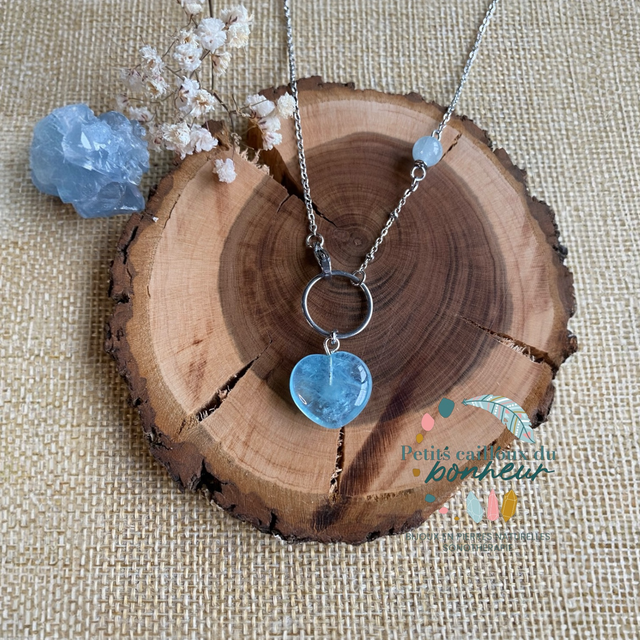 Collier Cœur de Sérénité en Aigue-Marine 