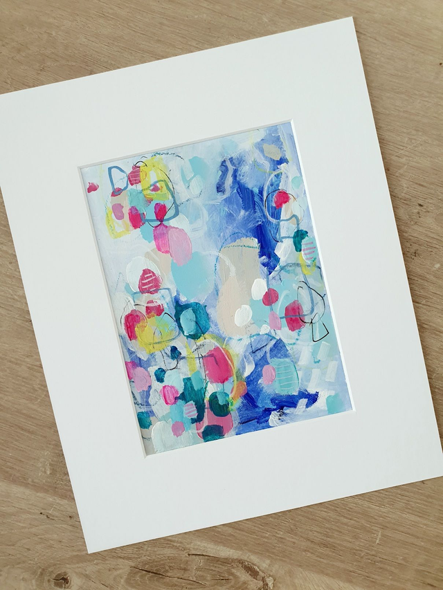 Cool Confetti - Origineel schilderij, acrylverf op papier, incl. wit passepartout