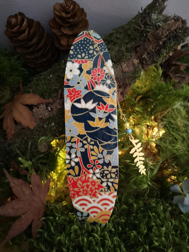 Marque-pages - japonais - papier washi - fleurs - perle - feuille - La&amp;Titia