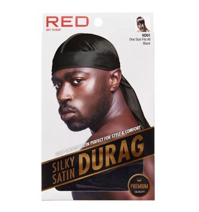RED BY KISS: SILKY SATIN DURAG - BLACK
