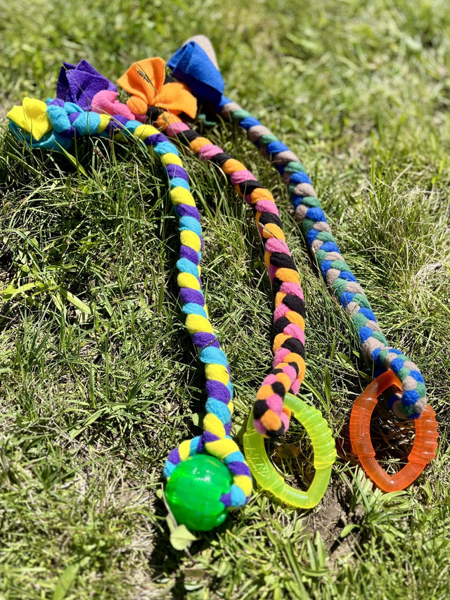 Tresse avec jouet pour chien - Modèle combiné