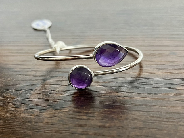 Bracelet « Jonc » en argent et Améthyste facettées