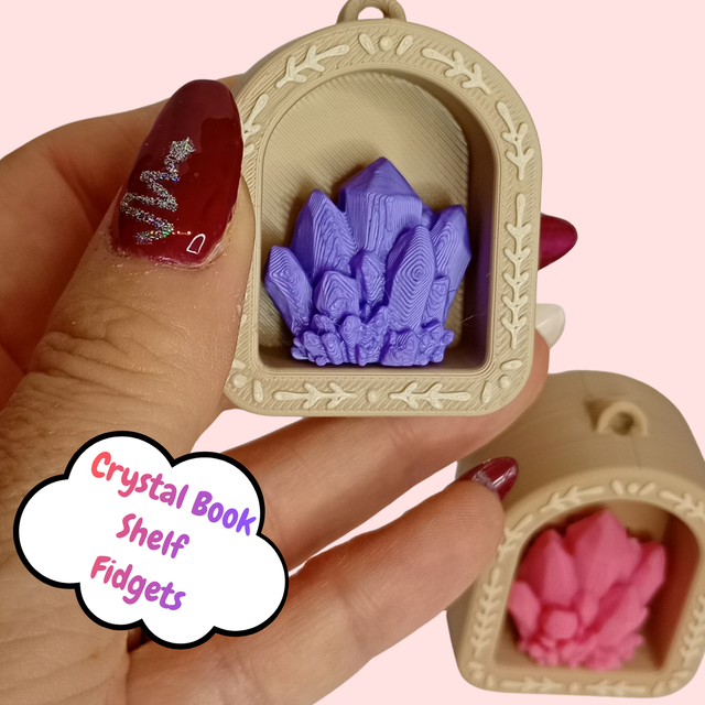 Crystal Book Shelf Fidget Clicker Keychain
