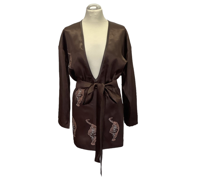 Chocolate Luxury Satin Tiger Kaftan