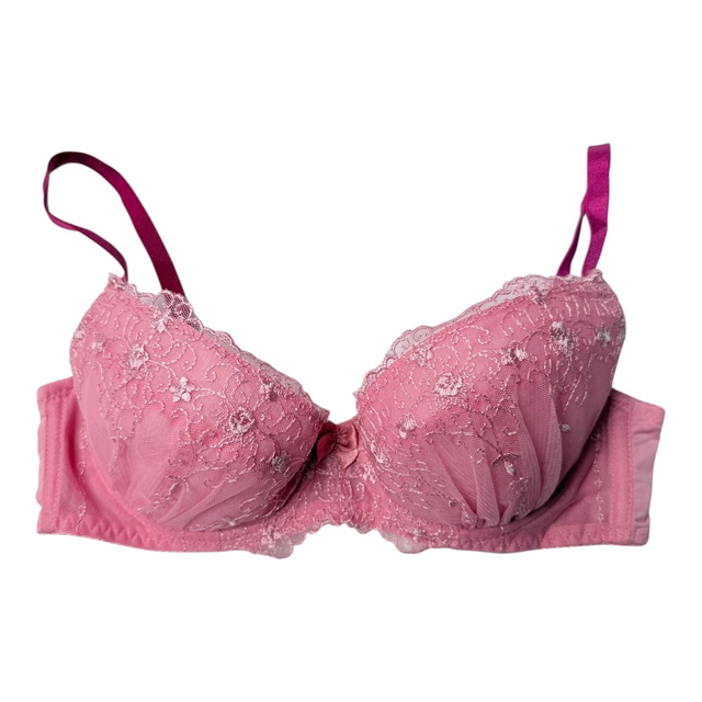 Hot pink floral embroidered Japanese Bra UK 32B 