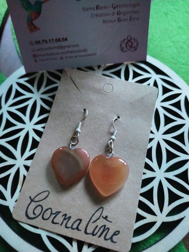 ♡ Boucles Coeur Cornaline ♡ 