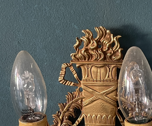 Antike Bronze Wandleuchte Fackel Empire