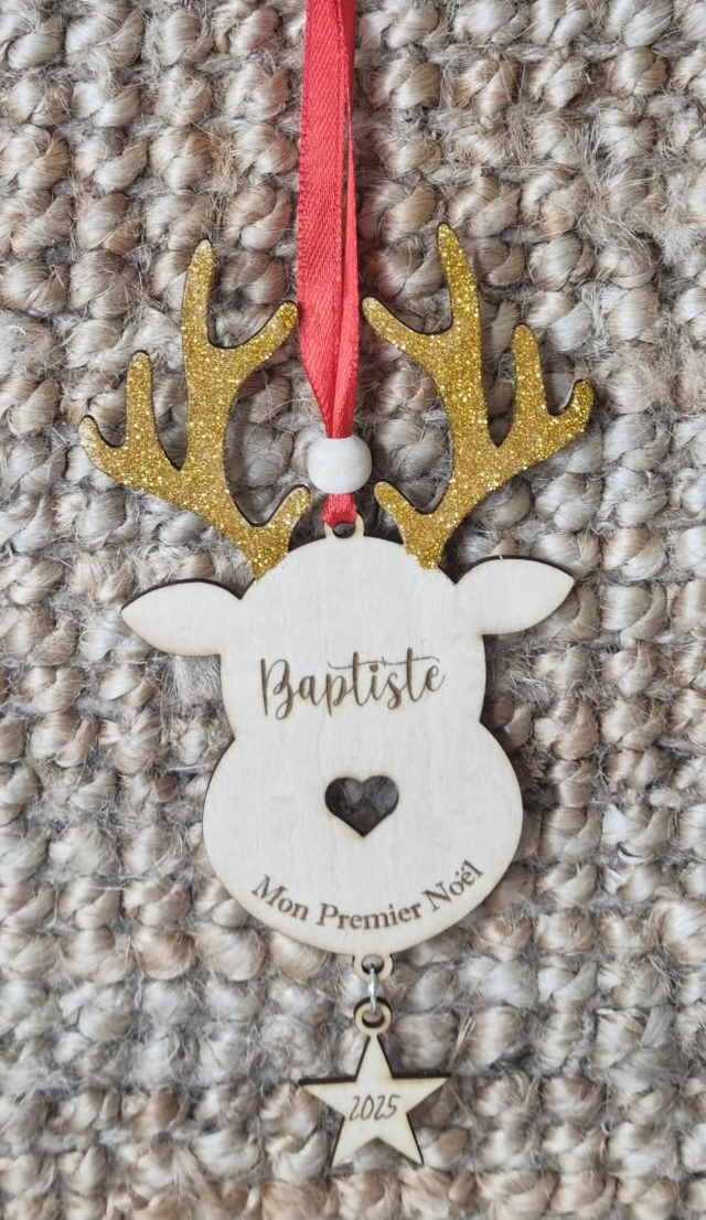 Boule gravée 1er Noël Rudolphe 