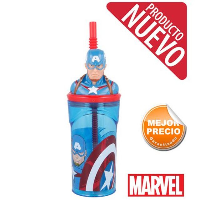 VASO CON FIGURA 3D CAPITAN AMERICA