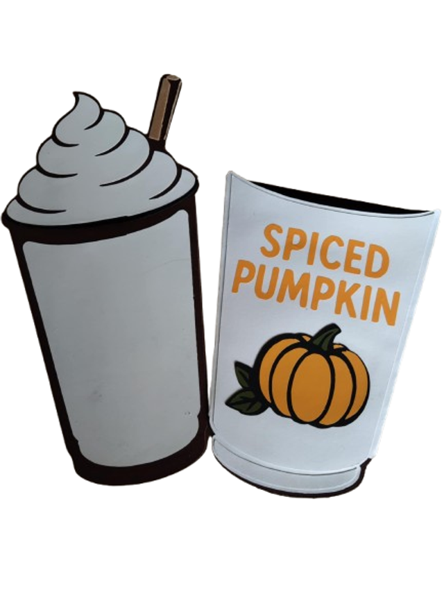 Carte artisanale automne "Spiced Pumpkin" – Verre citrouille et chantilly