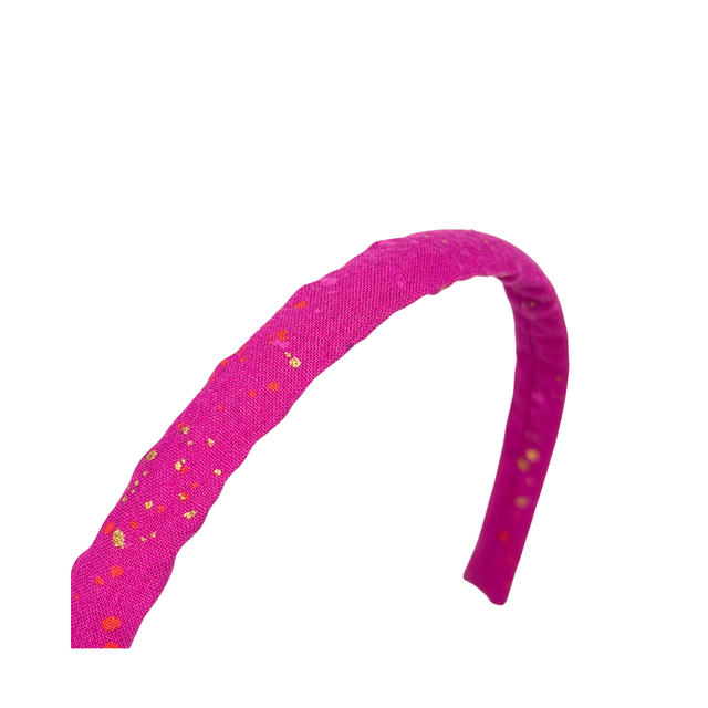 Narrow Alice Band - Berry Metallic Gold Speckle - Japanese Cotton