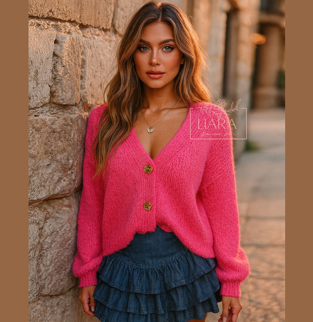 Kuschel Strickjacke Oversize Onesize pink