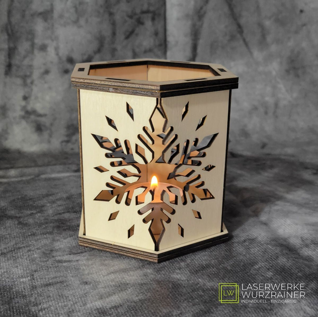 Windlicht "Schneeflocke" Teelicht Kerze