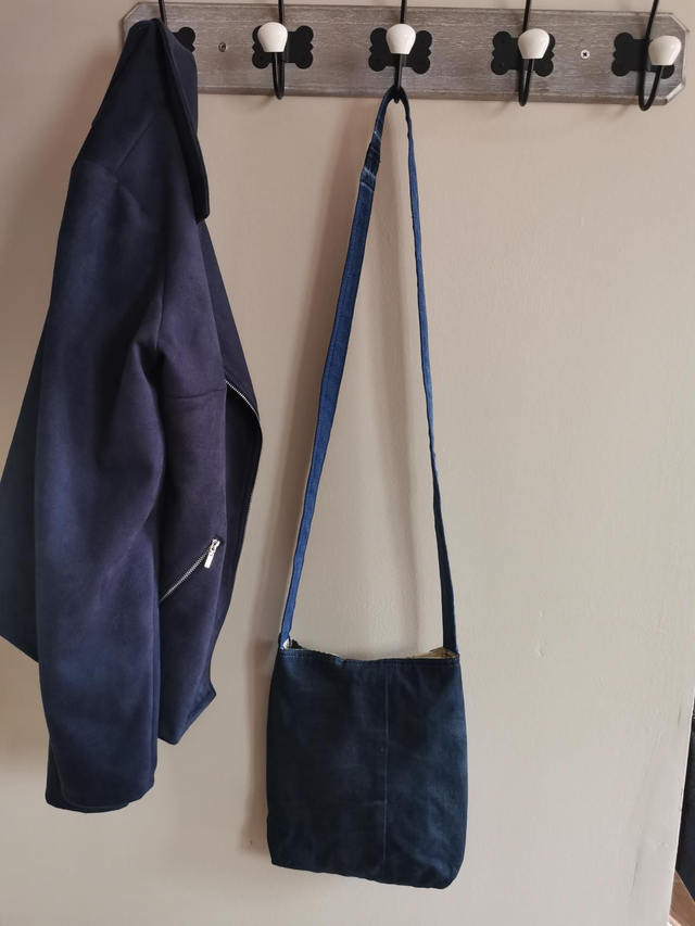 Sac mains libres #124 - Mix de jeans et tissu provençal