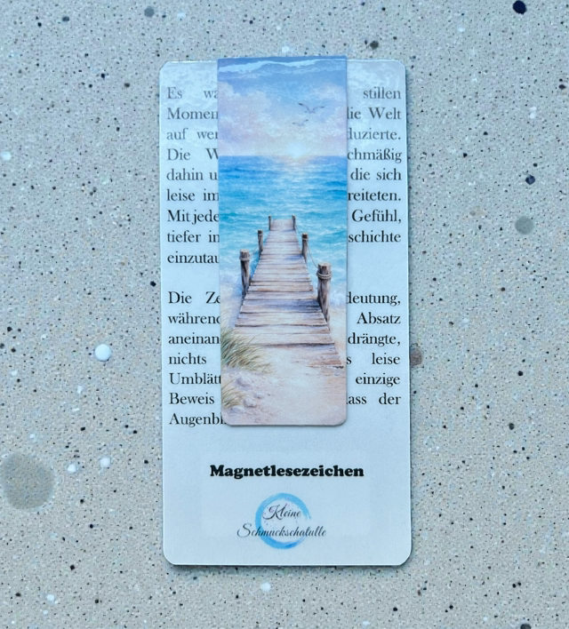 Lesezeichen Steg Meer - Handgefertigte Magnet-Lesezeichen – Meermotive