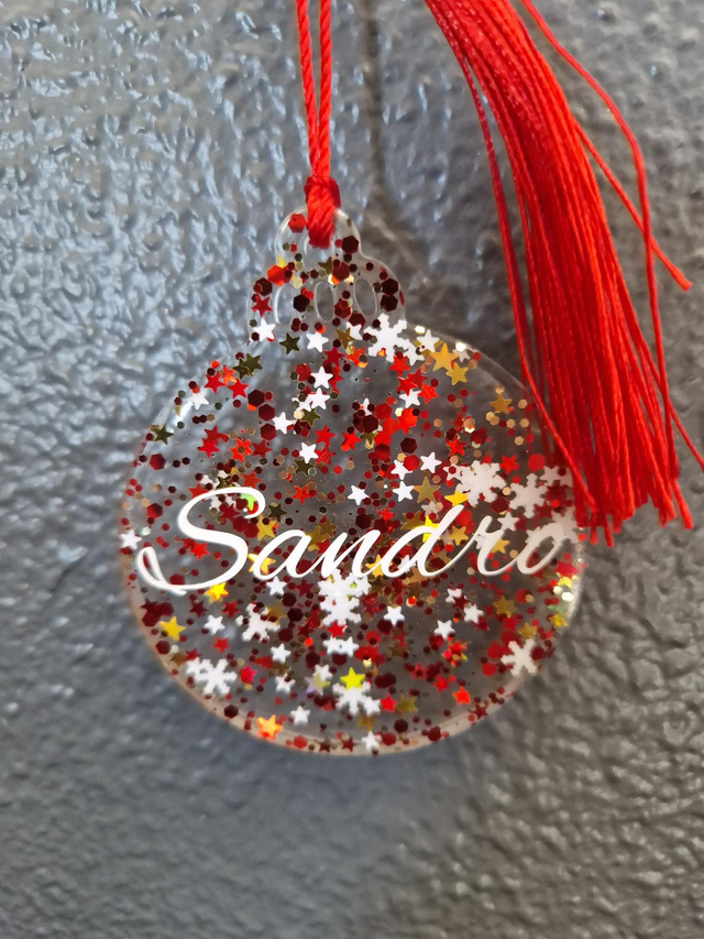 Boule plate Noël - Prénom à personnaliser 