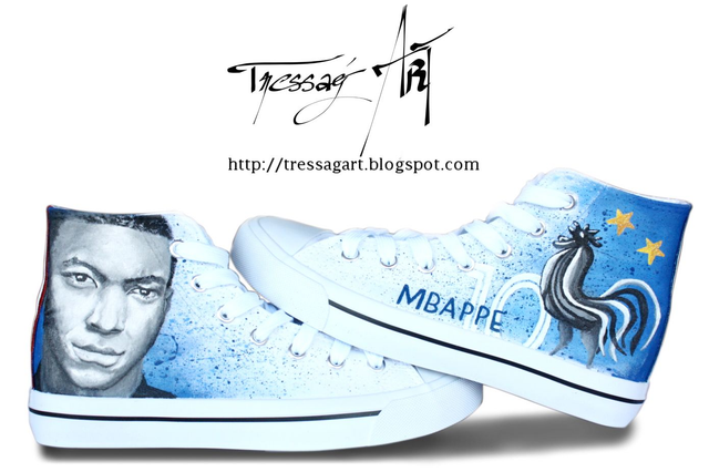 Custom Shoes - Baskets customisées Football équipe de France - sans marque 37 - TR033