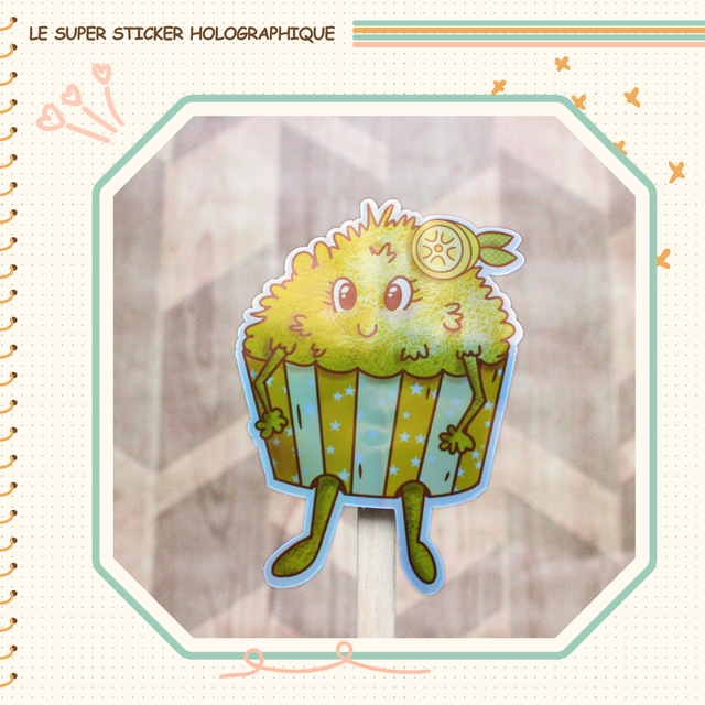 Stickers Holographique Momote cupcake